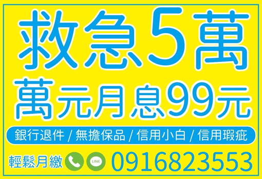 南部救急5萬小額借款｜雲嘉南高屏月息99元可先問